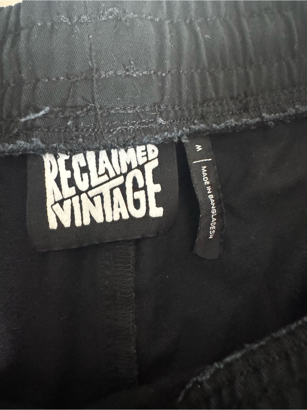 Reclaimed Vintage Men's Black Cargo Drawstring Shorts - Picture 4 of 4